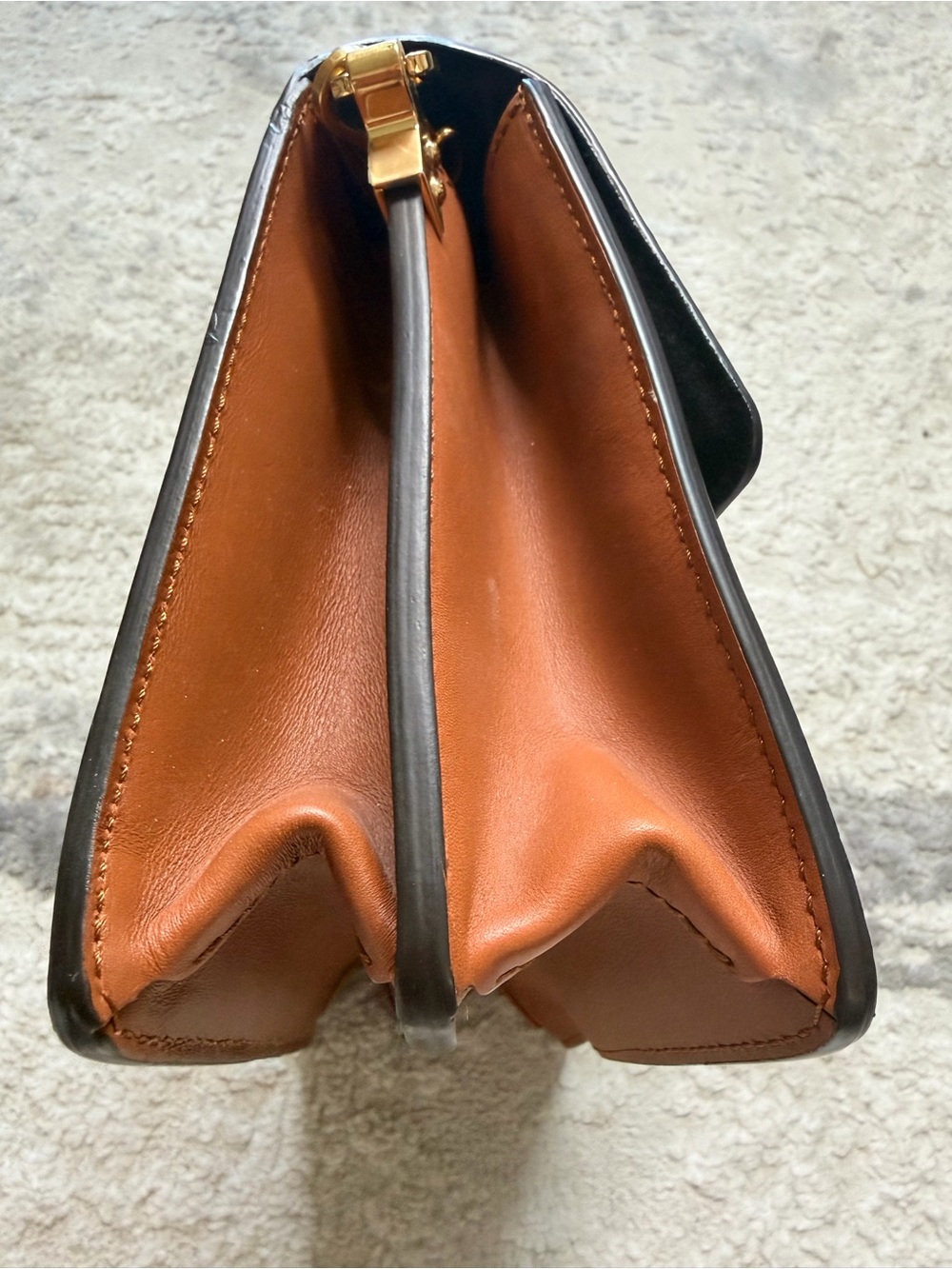 Louis Vuitton Brown Monogram Dauphine Bag with Tan Trim and Gold LV Buckle - Picture 3 of 8